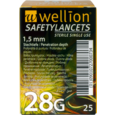 Sie sehen eine Packung Wellion SafetyLancets 28G, Produktbild: 01 Wellion SafetyLancets 28G, A-Nr.: 4091212 - 01