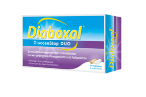 Sie sehen eine Packung Diaboxal® GlucoseStop DUO, Produktbild: 01 Diaboxal® GlucoseStop DUO, A-Nr.: 4765900 - 01