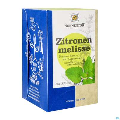 Sie sehen eine Packung Sonnentor Tee/bio Zitronenmelisse Doppelkammmerbtl 02562 18st, Produktbild: 05 Sonnentor Tee/bio Zitronenmelisse Doppelkammmerbtl 02562 18st, A-Nr.: 5048336 - 05