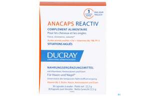 Sie sehen eine Packung Ducray Anacaps Reactiv 30 Caps, Produktbild: 01 Ducray Anacaps Reactiv 30 Caps, A-Nr.: 4891504 - 01