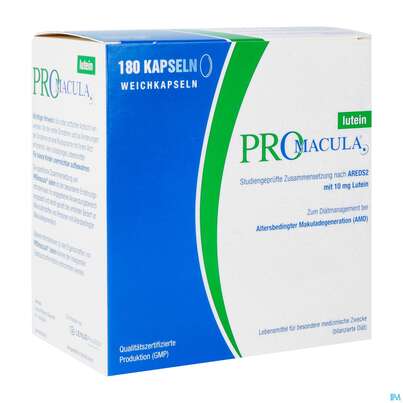 Sie sehen eine Packung Promacula Kapseln Lutein 180st, Produktbild: 02 Promacula Kapseln Lutein 180st, A-Nr.: 3022663 - 02