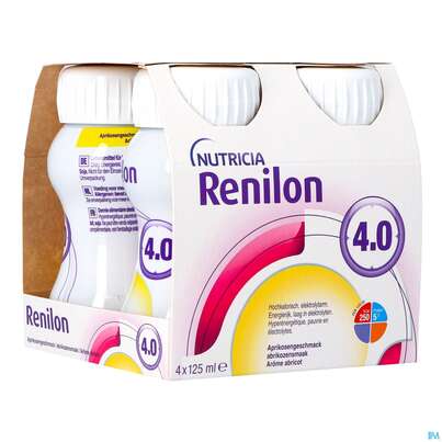 Sie sehen eine Packung Renilon 125ml Vitalflasche 4.0 Aprikose 4st, Produktbild: 01 Renilon 125ml Vitalflasche 4.0 Aprikose 4st, A-Nr.: 4119703 - 01
