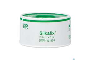 Sie sehen eine Packung Heftpflaster Silkafix 5mx 2,5cm 1st, Produktbild: 01 Heftpflaster Silkafix 5mx 2,5cm 1st, A-Nr.: 0473201 - 01