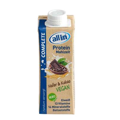 all in® COMPLETE VEGAN Protein Mahlzeit Hafer &amp; Kakao (14 x 250ml), A-Nr.: 5327734 - 01