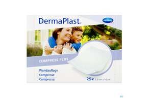 Sie sehen eine Packung Dermaplast Compress Plus 7,5x10cm 25st, Produktbild: 01 Dermaplast Compress Plus 7,5x10cm 25st, A-Nr.: 4358342 - 01