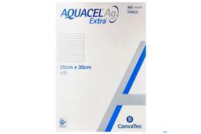 Sie sehen eine Packung Convatec Aquacel Ag Extra 20x30 Cm, Produktbild: 01 Convatec Aquacel Ag Extra 20x30 Cm, A-Nr.: 4145592 - 01
