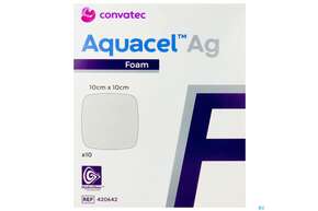 Sie sehen eine Packung Convatec Aquacel Ag Foam 10x10 Cm, Produktbild: 01 Convatec Aquacel Ag Foam 10x10 Cm, A-Nr.: 4154102 - 01