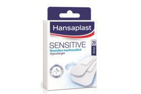 Sie sehen eine Packung Hansaplast Sensitive Strips, Produktbild: 01 Hansaplast Sensitive Strips, A-Nr.: 1632156 - 01