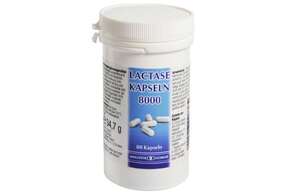 Sie sehen eine Packung Lactase 8000 IE Enzyme, Produktbild: 01 Lactase 8000 IE Enzyme, A-Nr.: 3246167 - 01