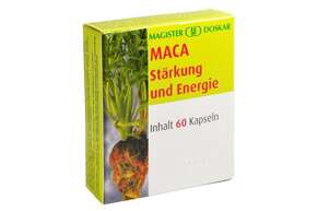 Sie sehen eine Packung Doskar Maca 60 Kapseln, Produktbild: 01 Doskar Maca 60 Kapseln, A-Nr.: 2322021 - 01