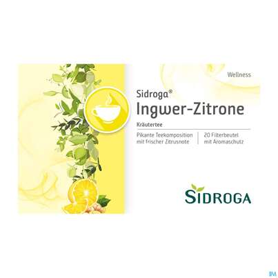 Sie sehen eine Packung Sidroga Tee Doppelkammerbeutel Wellness Ingwer-zitrone 20st, Produktbild: 01 Sidroga Tee Doppelkammerbeutel Wellness Ingwer-zitrone 20st, A-Nr.: 3486670 - 01