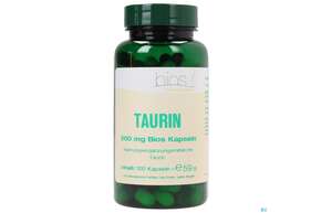 Sie sehen eine Packung Bios Taurin 500mg 100 Kapseln, Produktbild: 01 Bios Taurin 500mg 100 Kapseln, A-Nr.: 3892275 - 01