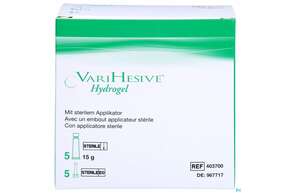 Sie sehen eine Packung Convatec Varihesive Hydrogel 5 X 15g, Produktbild: 01 Convatec Varihesive Hydrogel 5 X 15g, A-Nr.: 1743795 - 01
