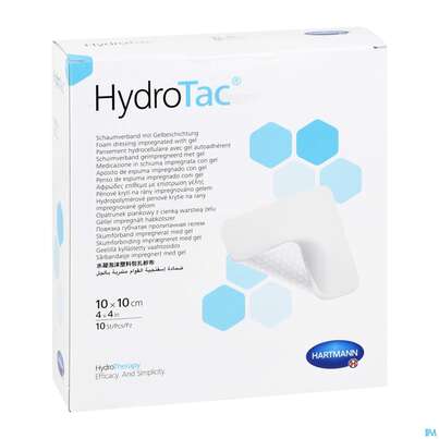 Sie sehen eine Packung Schaumverband Hydrotac 10x 10cm 10st, Produktbild: 07 Schaumverband Hydrotac 10x 10cm 10st, A-Nr.: 4034467 - 07