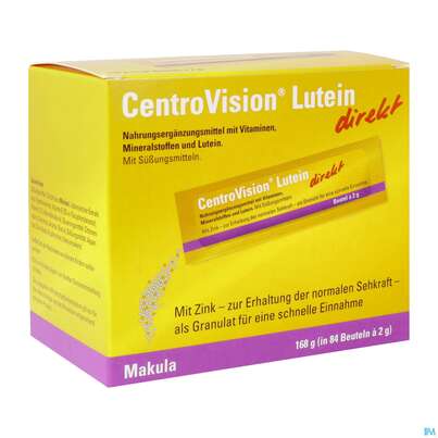 Sie sehen eine Packung Lutein Direkt Granulat Centrovision 84st, Produktbild: 02 Lutein Direkt Granulat Centrovision 84st, A-Nr.: 5275463 - 02