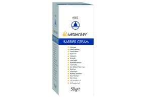 Sie sehen eine Packung Medihoney® Barrier Cream, Produktbild: 01 Medihoney® Barrier Cream, A-Nr.: 3215770 - 01