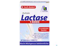 Sie sehen eine Packung Lactase Tabl 14.000 Fcc 80st, Produktbild: 01 Lactase Tabl 14.000 Fcc 80st, A-Nr.: 5296258 - 01