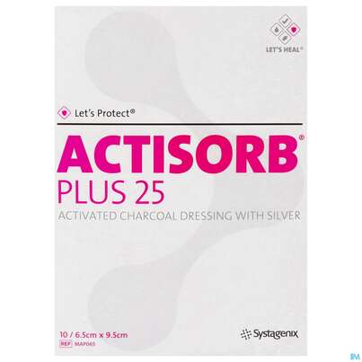 Actisorb/plus 25 Silber -chemomedica Steril/map065 9,5x 6,5cm 10st, A-Nr.: 4261795 - 01