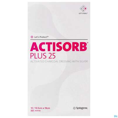 Actisorb/plus 25 Silber -chemomedica Steril/map190 19x 10,5cm 10st, A-Nr.: 4261890 - 01