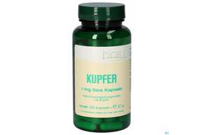 Sie sehen eine Packung Bios Kupfer 1mg 100 Kapseln, Produktbild: 01 Bios Kupfer 1mg 100 Kapseln, A-Nr.: 5231371 - 01