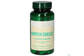 Sie sehen eine Packung Bios Kupfer Chelat 1mg 100 Kapseln, Produktbild: 01 Bios Kupfer Chelat 1mg 100 Kapseln, A-Nr.: 5231388 - 01