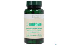 Sie sehen eine Packung Bios l-threonin 500mg 100 Kapseln, Produktbild: 01 Bios l-threonin 500mg 100 Kapseln, A-Nr.: 3892281 - 01