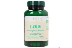 Sie sehen eine Packung Bios l-valin 500mg 100 Kapseln, Produktbild: 01 Bios l-valin 500mg 100 Kapseln, A-Nr.: 3892335 - 01