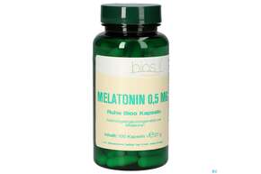 Sie sehen eine Packung Bios Melatonin Ruhe 0,5mg 100 Kapseln, Produktbild: 01 Bios Melatonin Ruhe 0,5mg 100 Kapseln, A-Nr.: 4246985 - 01