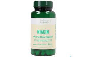 Sie sehen eine Packung Bios Niacin 100mg 100 Kapseln, Produktbild: 01 Bios Niacin 100mg 100 Kapseln, A-Nr.: 4089043 - 01