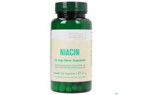 Sie sehen eine Packung Bios Niacin 15mg 100 Kapseln, Produktbild: 01 Bios Niacin 15mg 100 Kapseln, A-Nr.: 3892594 - 01