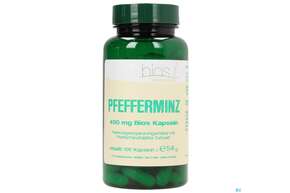 Sie sehen eine Packung Bios Pfefferminz 450mg 100 Kapseln, Produktbild: 01 Bios Pfefferminz 450mg 100 Kapseln, A-Nr.: 3892677 - 01