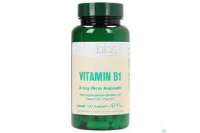 Sie sehen eine Packung Bios Vitamin B1 3mg 100 Kapseln, Produktbild: 01 Bios Vitamin B1 3mg 100 Kapseln, A-Nr.: 3893406 - 01