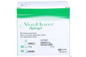 Sie sehen eine Packung Convatec Varihesive Hydrogel 10 X 15g, Produktbild: 01 Convatec Varihesive Hydrogel 10 X 15g, A-Nr.: 1743803 - 01