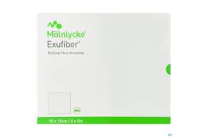 Sie sehen eine Packung Exufiber Steril 15x 15cm 10st, Produktbild: 01 Exufiber Steril 15x 15cm 10st, A-Nr.: 4301684 - 01