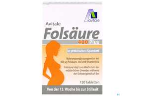 Sie sehen eine Packung Folsaeure Tabl 400 Plus 120st, Produktbild: 01 Folsaeure Tabl 400 Plus 120st, A-Nr.: 5296212 - 01