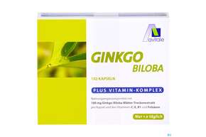 Sie sehen eine Packung Ginkgo Kapseln 100mg +b1+c+e Avi 192st, Produktbild: 01 Ginkgo Kapseln 100mg +b1+c+e Avi 192st, A-Nr.: 3831262 - 01