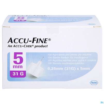 Injektionsspritzen U.zubeh. Insulin Accu-fine Pen Nadeln 0,25mm(31g)/5mm 100st, A-Nr.: 4790269 - 01