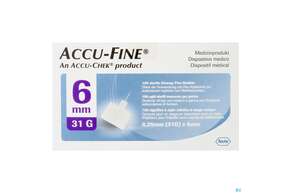 Injektionsspritzen U.zubeh. Insulin Accu-fine Pen Nadeln 0,25mm(31g)/6mm 100st, A-Nr.: 3676198 - 01