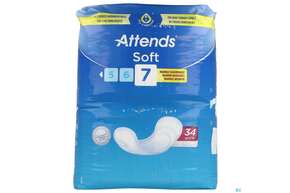 Sie sehen eine Packung Inkontinenz Attends Einlagen Soft 7 34st, Produktbild: 01 Inkontinenz Attends Einlagen Soft 7 34st, A-Nr.: 3791462 - 01