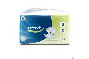Sie sehen eine Packung Inkontinenz Attends Slip Flex S 8 28st, Produktbild: 01 Inkontinenz Attends Slip Flex S 8 28st, A-Nr.: 5163899 - 01