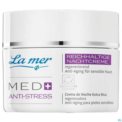 Sie sehen eine Packung La Mer Ohne Parfum Med+ Anti Stress Reichhaltig Nachtcremetiege 50ml, Produktbild: 02 La Mer Ohne Parfum Med+ Anti Stress Reichhaltig Nachtcremetiege 50ml, A-Nr.: 5204747 - 02