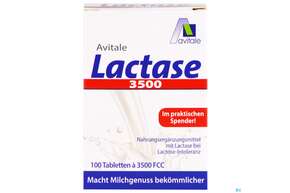 Sie sehen eine Packung Lactase Tabl 3.500 Fcc 100st, Produktbild: 01 Lactase Tabl 3.500 Fcc 100st, A-Nr.: 5296235 - 01