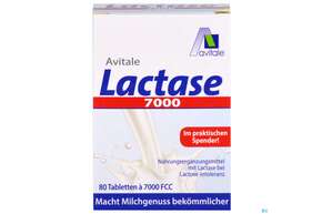 Sie sehen eine Packung Lactase Tabl 7.000 Fcc 80st, Produktbild: 01 Lactase Tabl 7.000 Fcc 80st, A-Nr.: 5296241 - 01