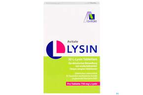Sie sehen eine Packung L-lysin Tabl 750mg -avitale 30st, Produktbild: 01 L-lysin Tabl 750mg -avitale 30st, A-Nr.: 5431199 - 01