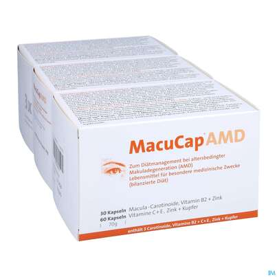 Sie sehen eine Packung Macucap Amd Kapseln Quartalspackung 90+180 270st, Produktbild: 03 Macucap Amd Kapseln Quartalspackung 90+180 270st, A-Nr.: 4832192 - 03