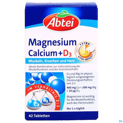 Magnesium +calcium +d3 Tabl Abtei 42st, A-Nr.: 2969254 - 01