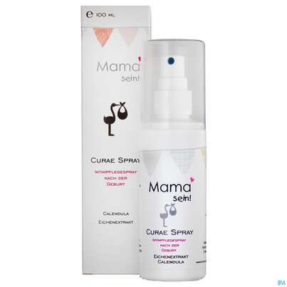 Sie sehen eine Packung Mama-sein Spray Curae 100ml, Produktbild: 02 Mama-sein Spray Curae 100ml, A-Nr.: 5222202 - 02