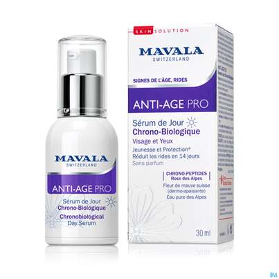 Sie sehen eine Packung Mavala Anti-age Pro Tagesserum 560.02 30ml, Produktbild: 03 Mavala Anti-age Pro Tagesserum 560.02 30ml, A-Nr.: 4910615 - 03