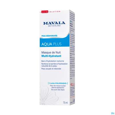 Sie sehen eine Packung Mavala Aqua Plus Nachtmaske 523.02 75ml, Produktbild: 02 Mavala Aqua Plus Nachtmaske 523.02 75ml, A-Nr.: 4910650 - 02