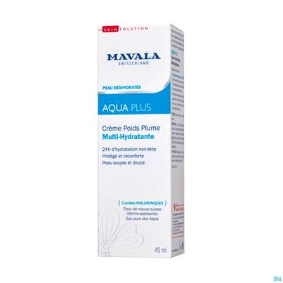 Sie sehen eine Packung Mavala Aqua Plus Ultraleichte Creme 522.0 45ml, Produktbild: 02 Mavala Aqua Plus Ultraleichte Creme 522.0 45ml, A-Nr.: 4910644 - 02